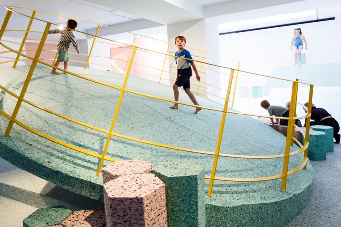 The Brutalist Playground by Assemble and Simon Terill at The Royal Institute of British Architects, London. Photography by Tristan Fewings