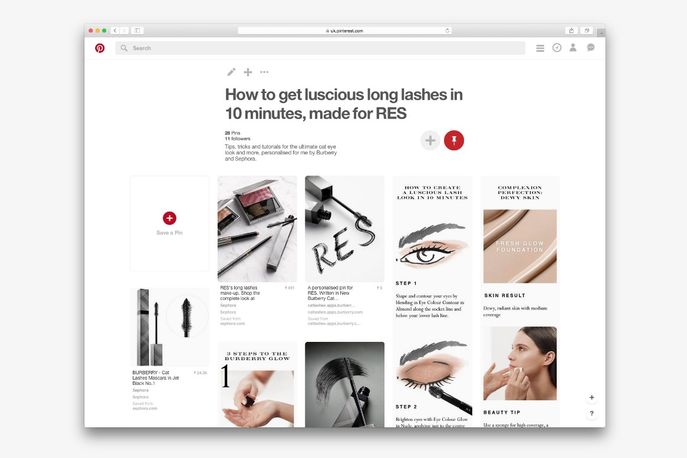 Cat Lashes Mascara pinterest campaign by Burberry, Global