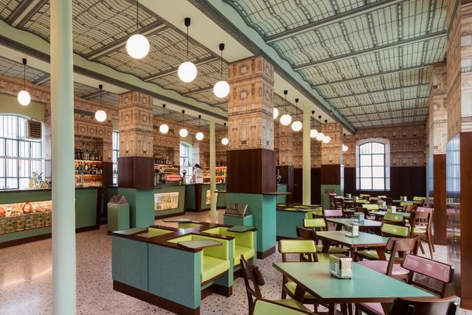 Bar Luce designed by Wes Anderson at Fondazione Prada, Milan