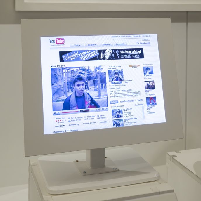 Jawed Karim’s Me at the zoo on YouTube, Design 1900-Now gallery at V&A South Kensington, UK