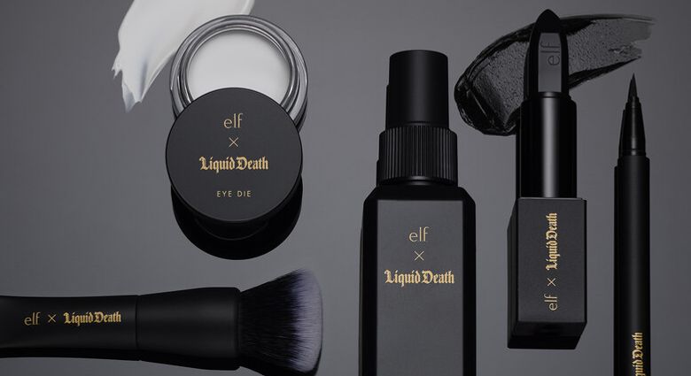 Liquid Death and Elf launch Corpse Paint makeup collection