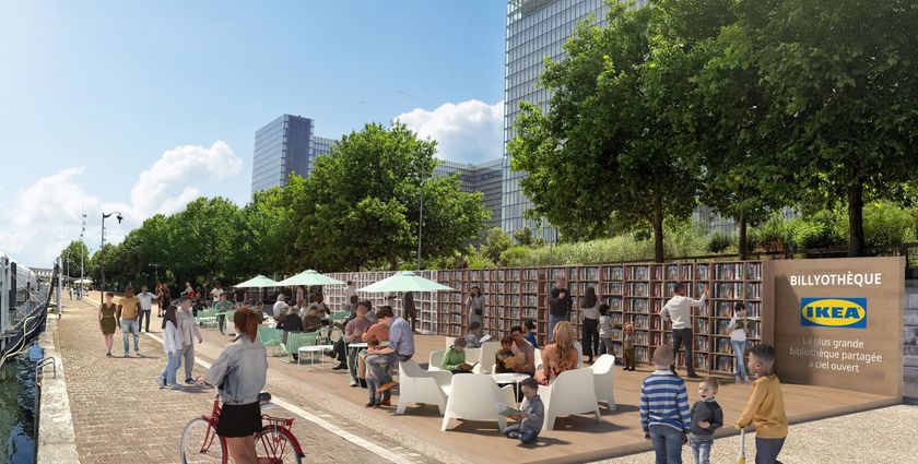 IKEA creates open-air library along the Seine in Paris