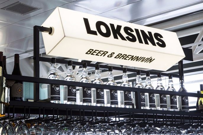 Loskins Bar at Keflavik International Airport designed by Karlssonwilker and HAF Studios, Reykjavik