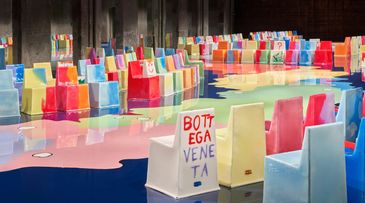 Gaetano Pesce creates swirling resin set for Bottega Veneta