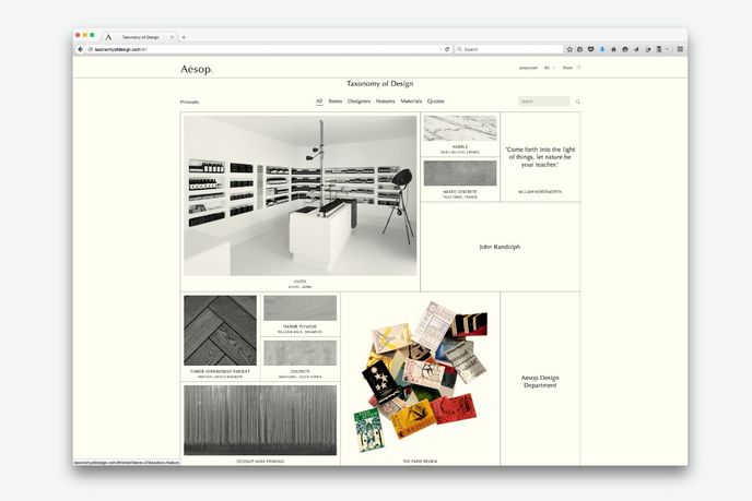 The Taxonomy of Design from Aesop, Global