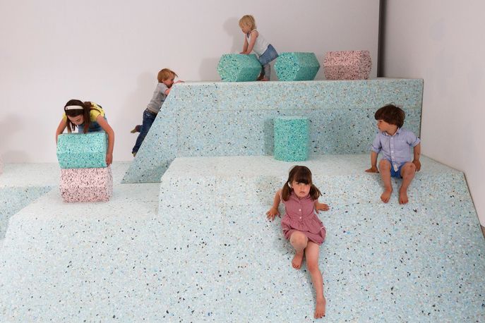 The Brutalist Playground by Assemble and Simon Terill at The Royal Institute of British Architects, London. Photography by Tristan Fewings