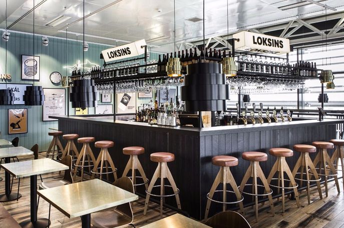 Loskins Bar at Keflavik International Airport designed by Karlssonwilker and HAF Studios, Reykjavik