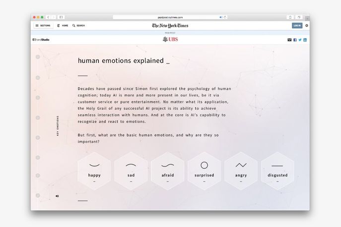 UBS What It Takes To Be Human microsite by T Studio, London