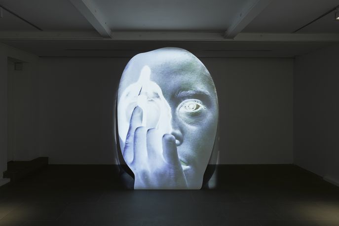 Installation view of template/variant/friend/stranger by Tony Oursler at Lisson Gallery, London