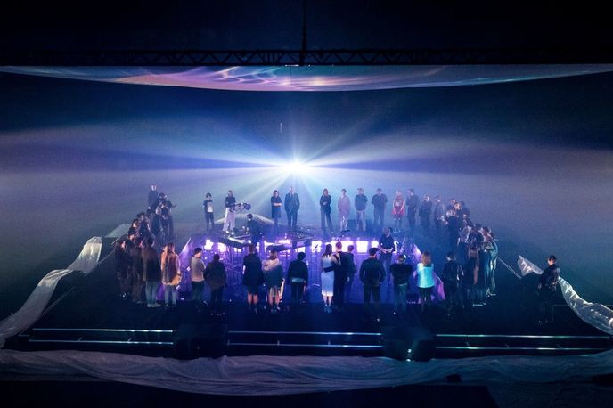 The xx performing at Park Avenue Armory. Photocredit; Chad Batka for The New York Times. 