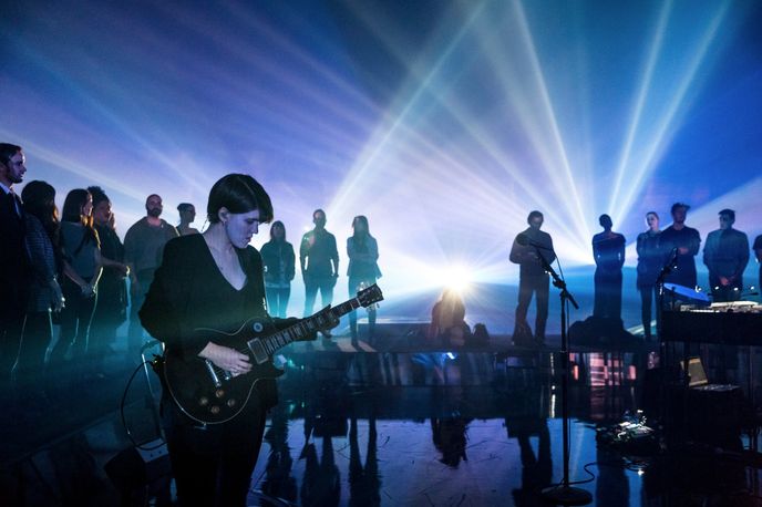 The xx performing at Park Avenue Armory. Photocredit; Chad Batka for The New York Times. 