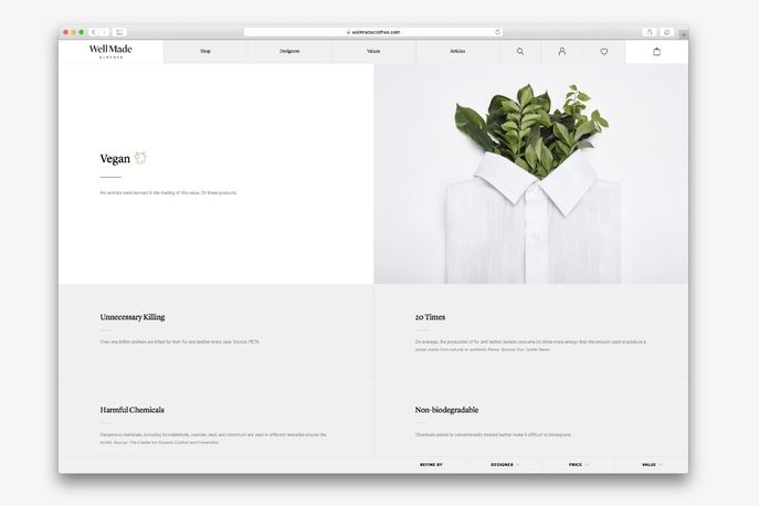 Well Made Clothing website, Australia
